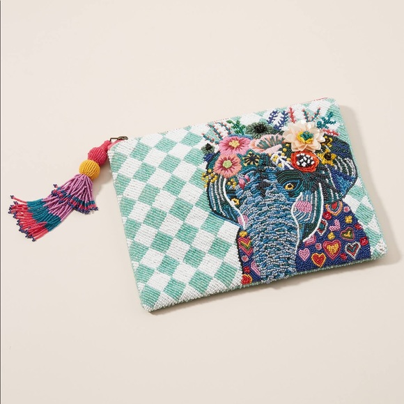 Anthropologie Elephant Embellished Pouch - Picture 3 of 5